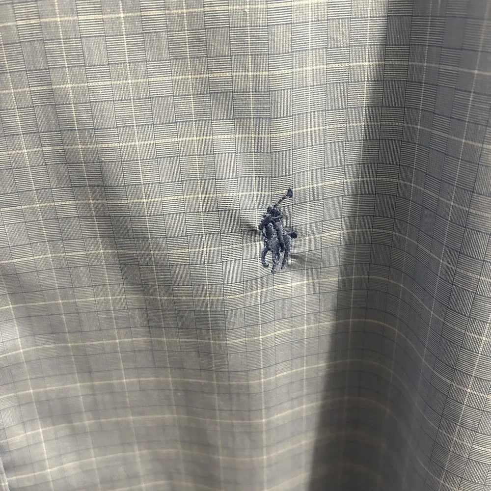 POLO RALPH LAUREN classic blue dress shirt men’s‎ 17 1/2 pony cotton stretch